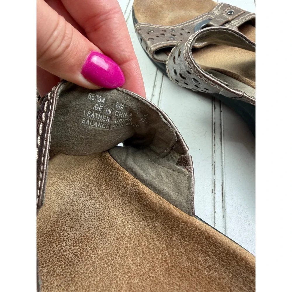 Clarks Lexi Laurel Brown Leather Slide Sandals Comfort Women's Size 8M